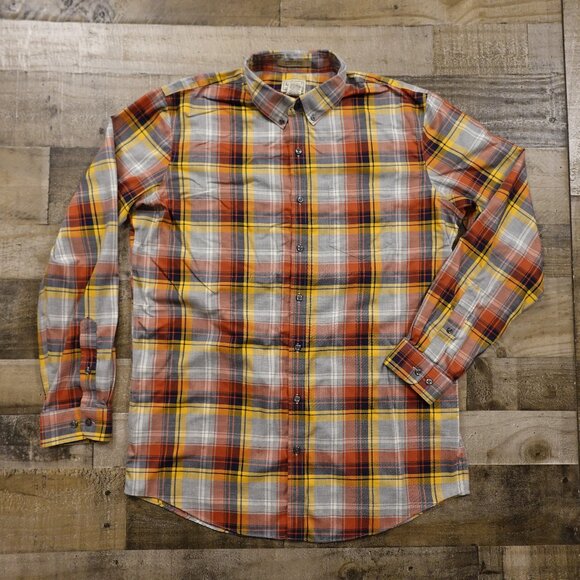 L.L. Bean Other - L.L.Bean Wrinkle-Free Plaid Button Down Shirt Men’s Large Tall Orange Gray